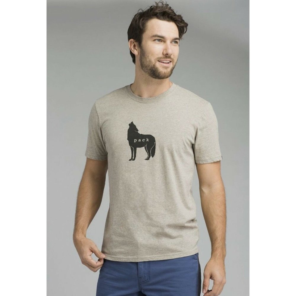 Prana Mens Red Wolf Pack Journeyman Short Sleeve Tee Shirt Size Large